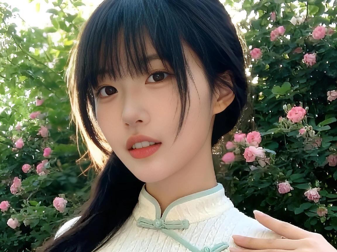 蔷薇与旗袍晚风漫过藤蔓时蔷薇把粉色的甜，揉进光的褶皱里她立在绿意泼洒的