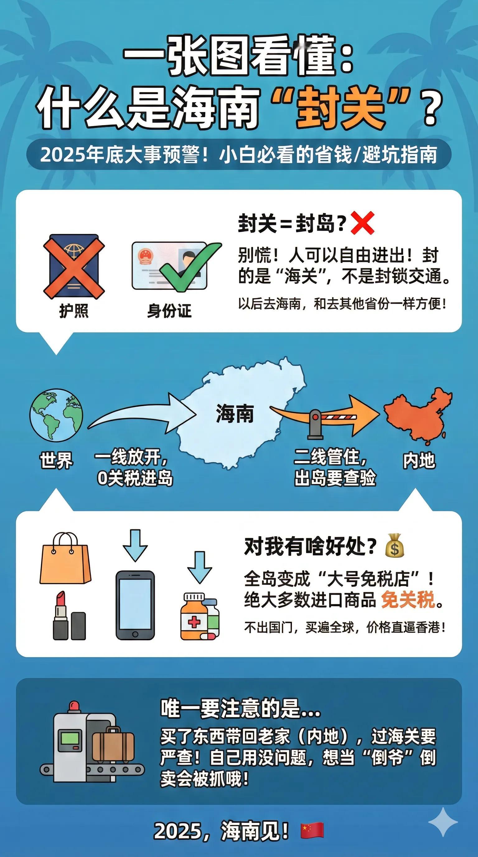 海南自贸港正式封关海南“封关”绝不是阻断交通的“封岛”！真相是：中国人进出海南依