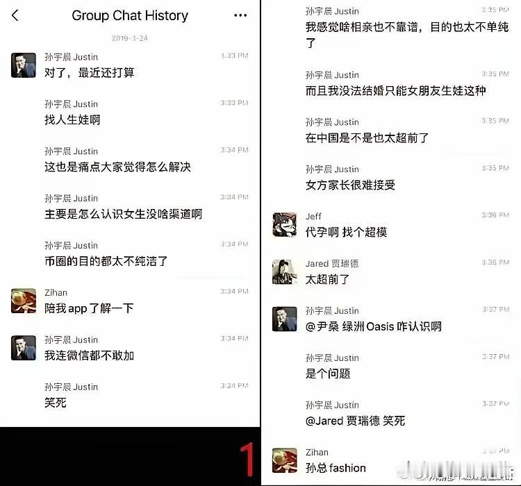 网友放出群聊截图，孙哥从2019年开始，就研究如何让女朋友帮生孩子，而且产权、物