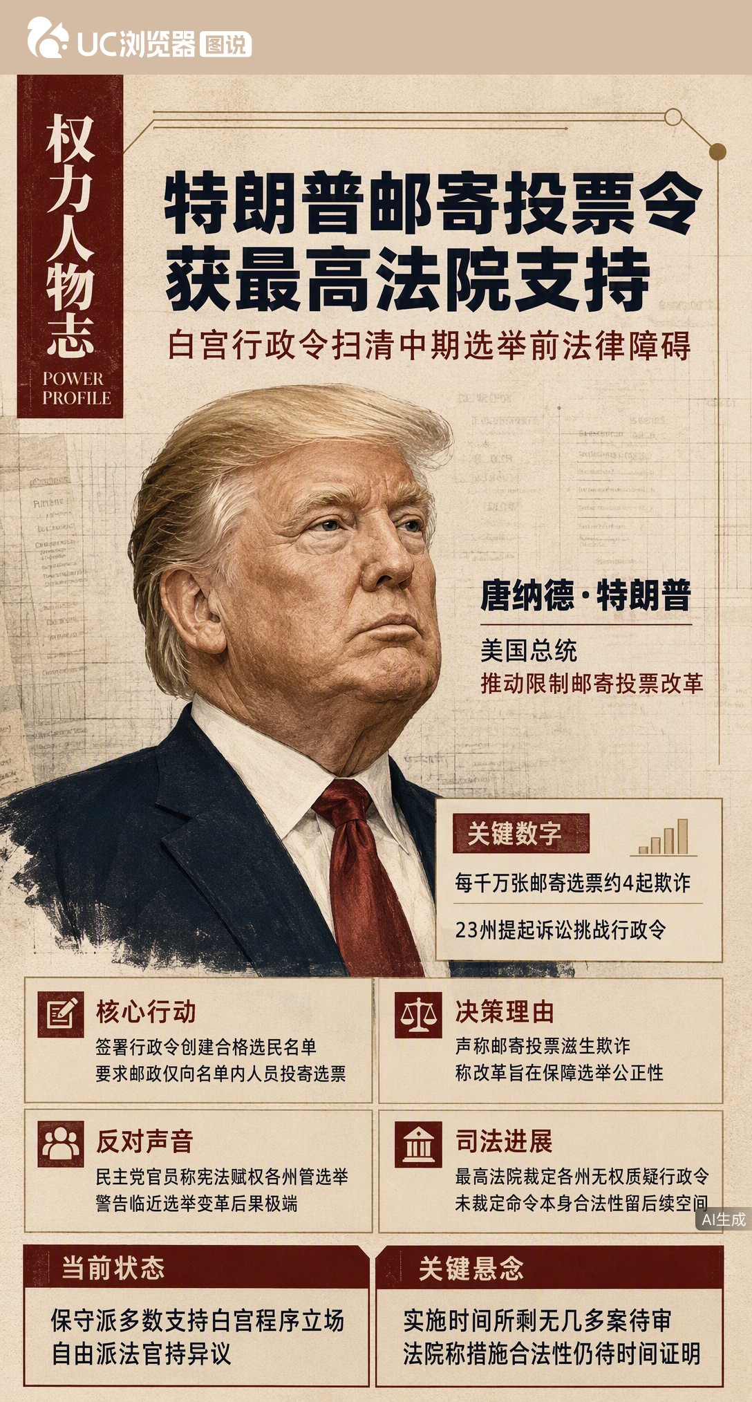 最高法院支持白宫，为特朗普中期选举前限制邮寄投票扫清程序障碍。但法院强调这不代表行政令合法，且多州诉