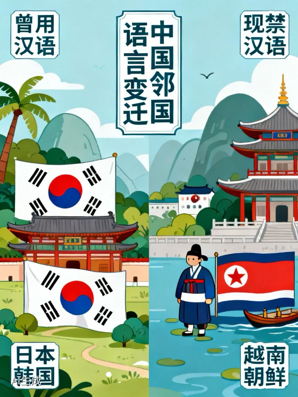 中国的邻国里，有不少原来是使用汉语的。比如日本，越南，朝鲜和韩国。后来有些国家就