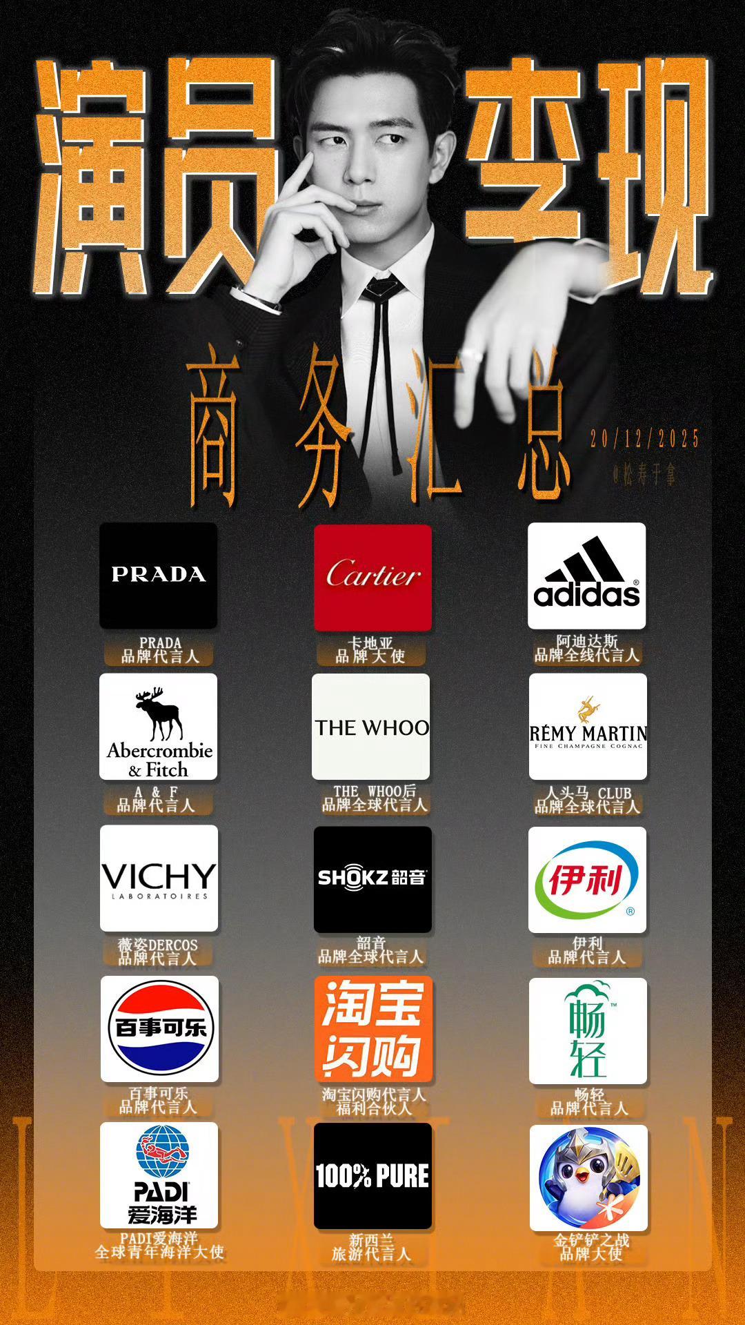 李现最新商务汇总！蓝血顶奢prada代言人、阿迪达斯最高title全线代言人这么