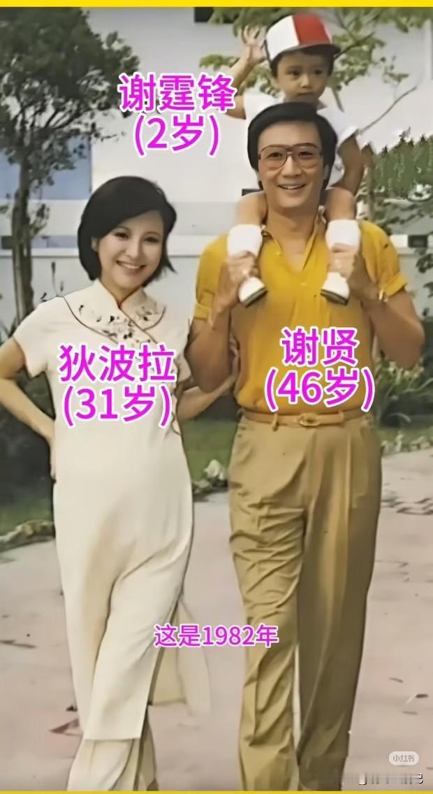 1982年，2岁的谢霆锋和父母合影。