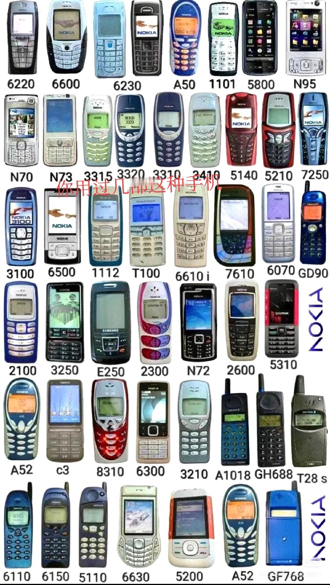 想当年，能有一款这样的手机，别提有多风光，看着这些熟悉的款式，脑海里是满满的回忆