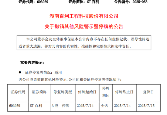 603959, 摘帽! 周一停牌!