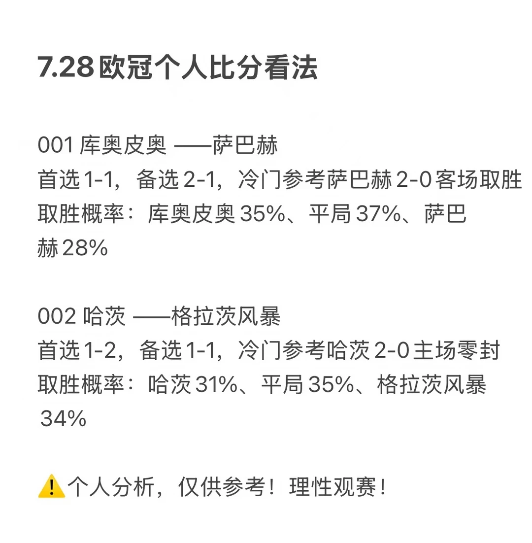 7.28欧冠个人比分看法