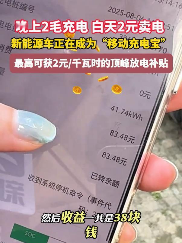 你知道不，有些新能源汽车的车主，找到了一种变现的新方法，靠卖电赚钱。在夜间，