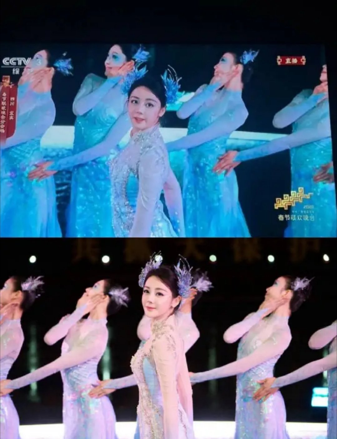 谁给迪丽热巴化的妆春晚最惨的就是迪丽热巴了吧被电视清晰度影响了的颜值就看迪丽热巴