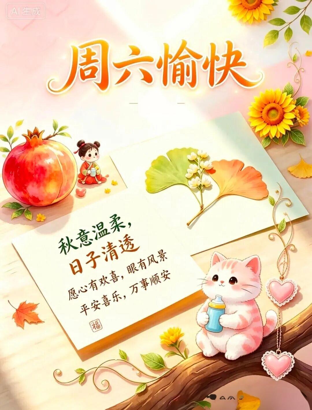 🍎🌻💐秋季到来秋色满，暑季过去人怀念，回忆夏季皆温暖，如今冷风来相伴，九月