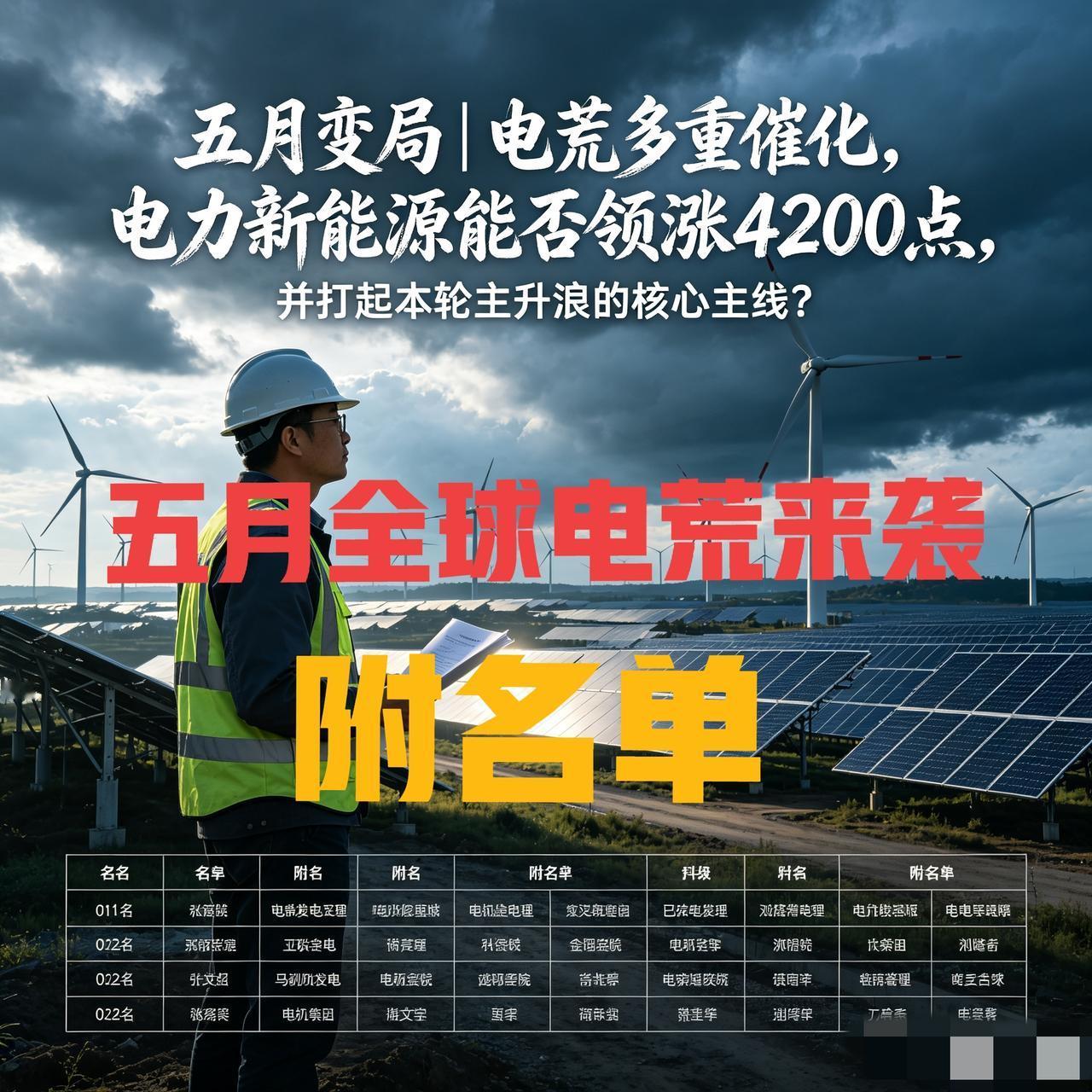 五月变局｜电荒多重催化，电力新能源能否领涨4200点，并扛起本轮主升浪的核心主线