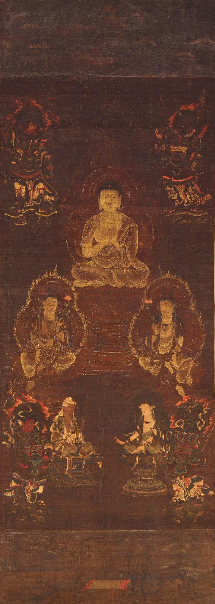 兴福寺讲堂曼荼罗佚名文殊菩萨元佚名文殊洗象图轴明仇珠白衣大士图