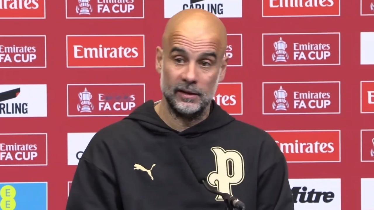 瓜迪奥拉回答曼城是否可能实现国内三冠王👇：“太过遥远了。在足总杯决赛之前，