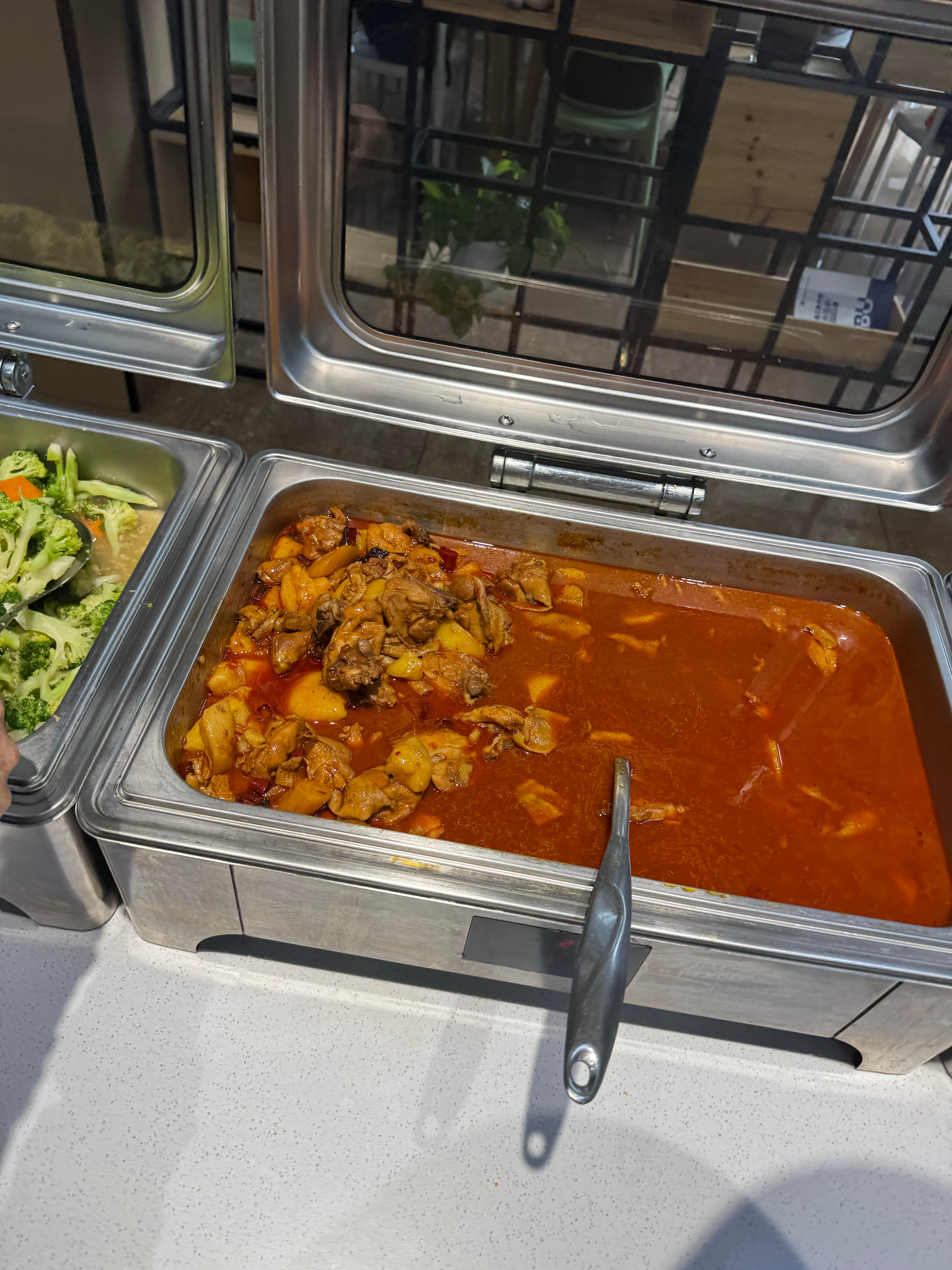 我们学校食堂这个土豆炖鸡块是辣的蛮好吃的，要我说东北菜完全世界瑰宝好吗