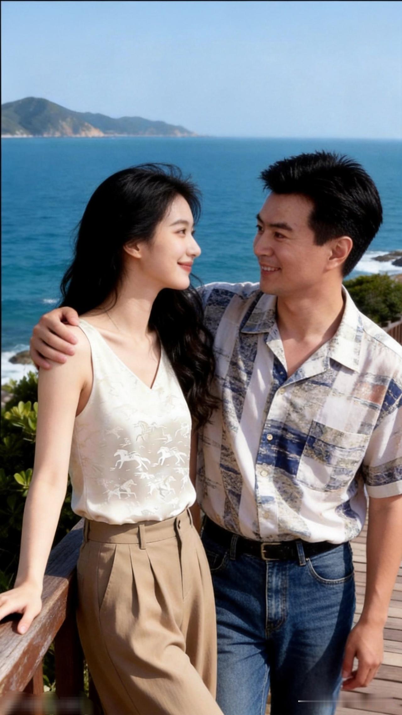 海边漫步，情侣的甜蜜时光🌊💑