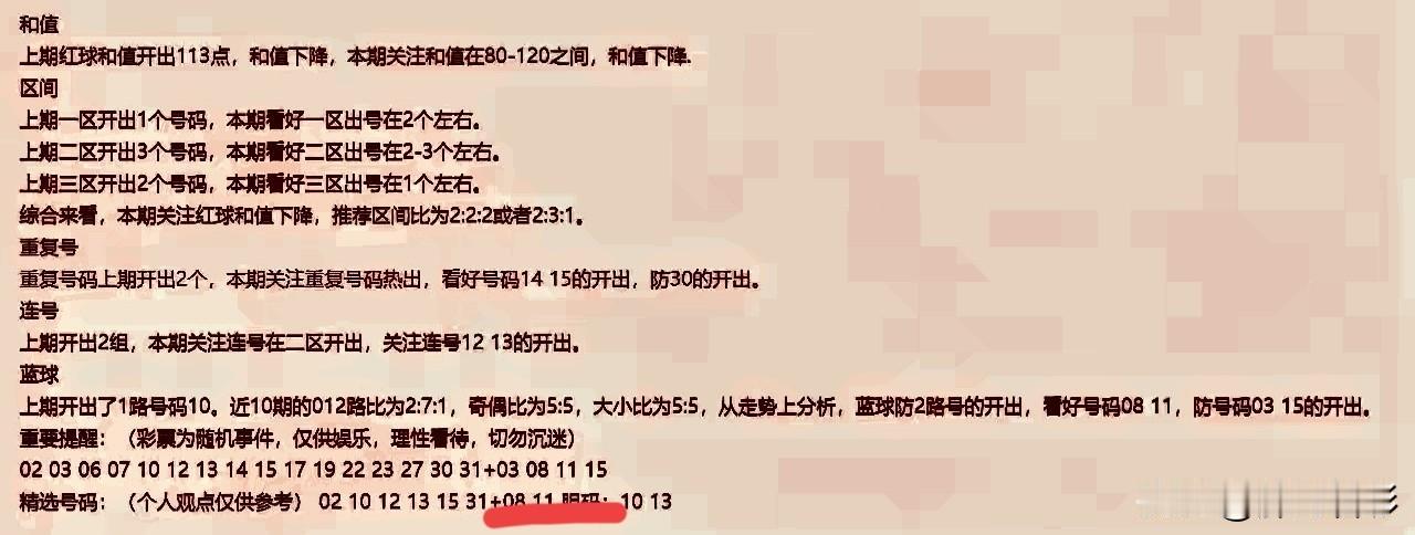 丹丹看好蓝球0811，防守0315。从红蓝混合走势看，0811确实不错，就