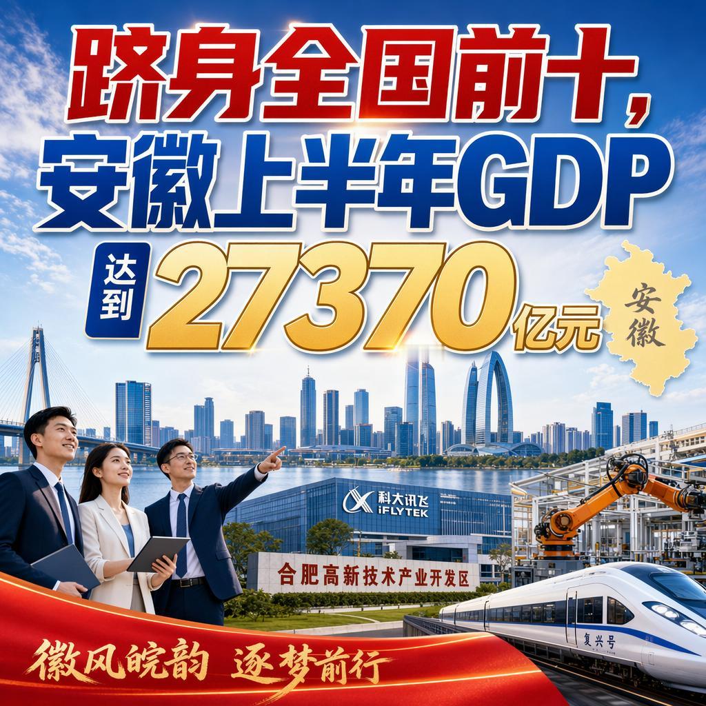 跻身全国前十，安徽上半年GDP达到27370亿元！很多人觉得长三角的经济看点全