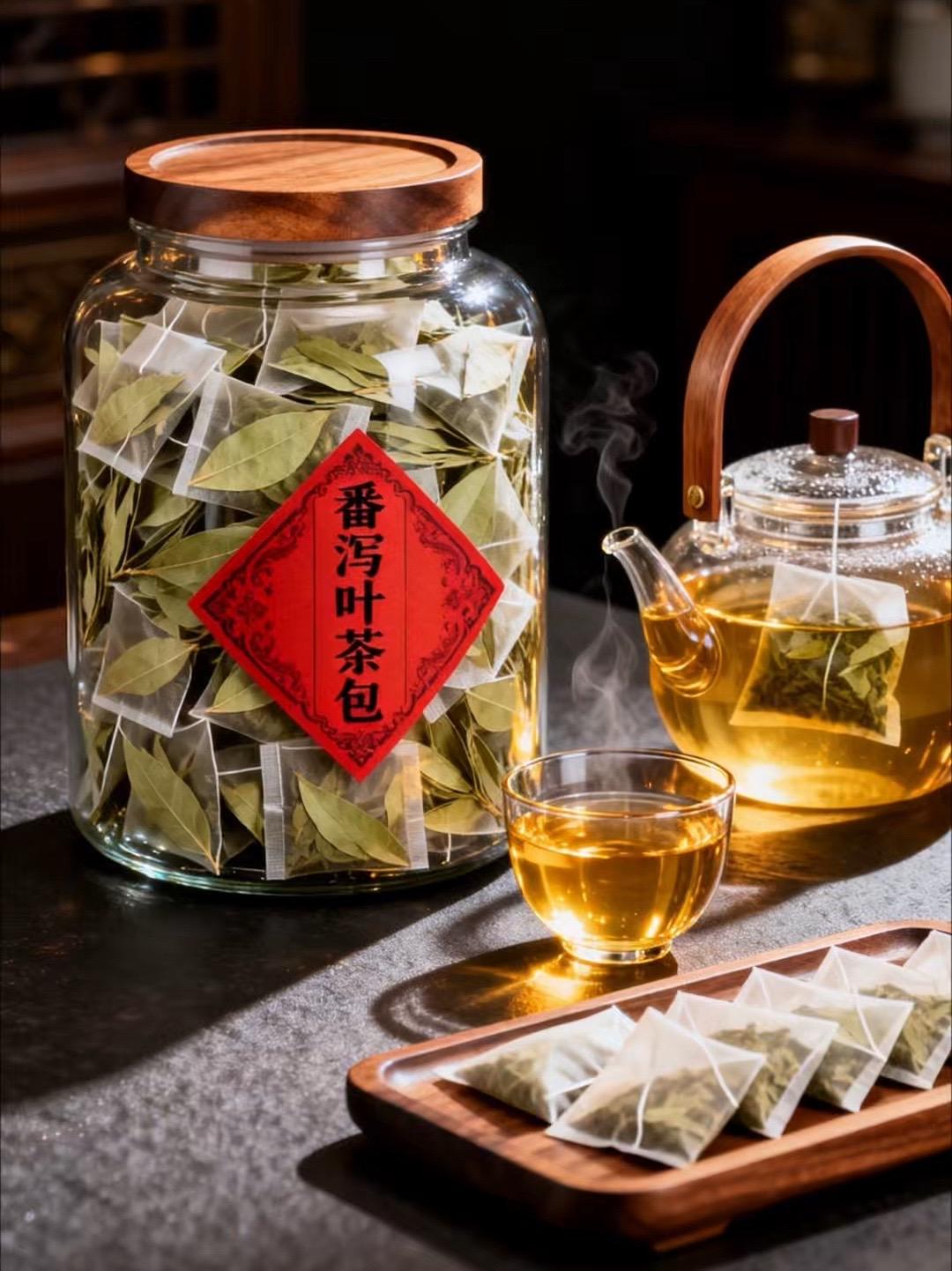 今年新采的番泻叶原料，人工分拣，整片嫩叶干净无碎渣。 做成独立三角茶包...