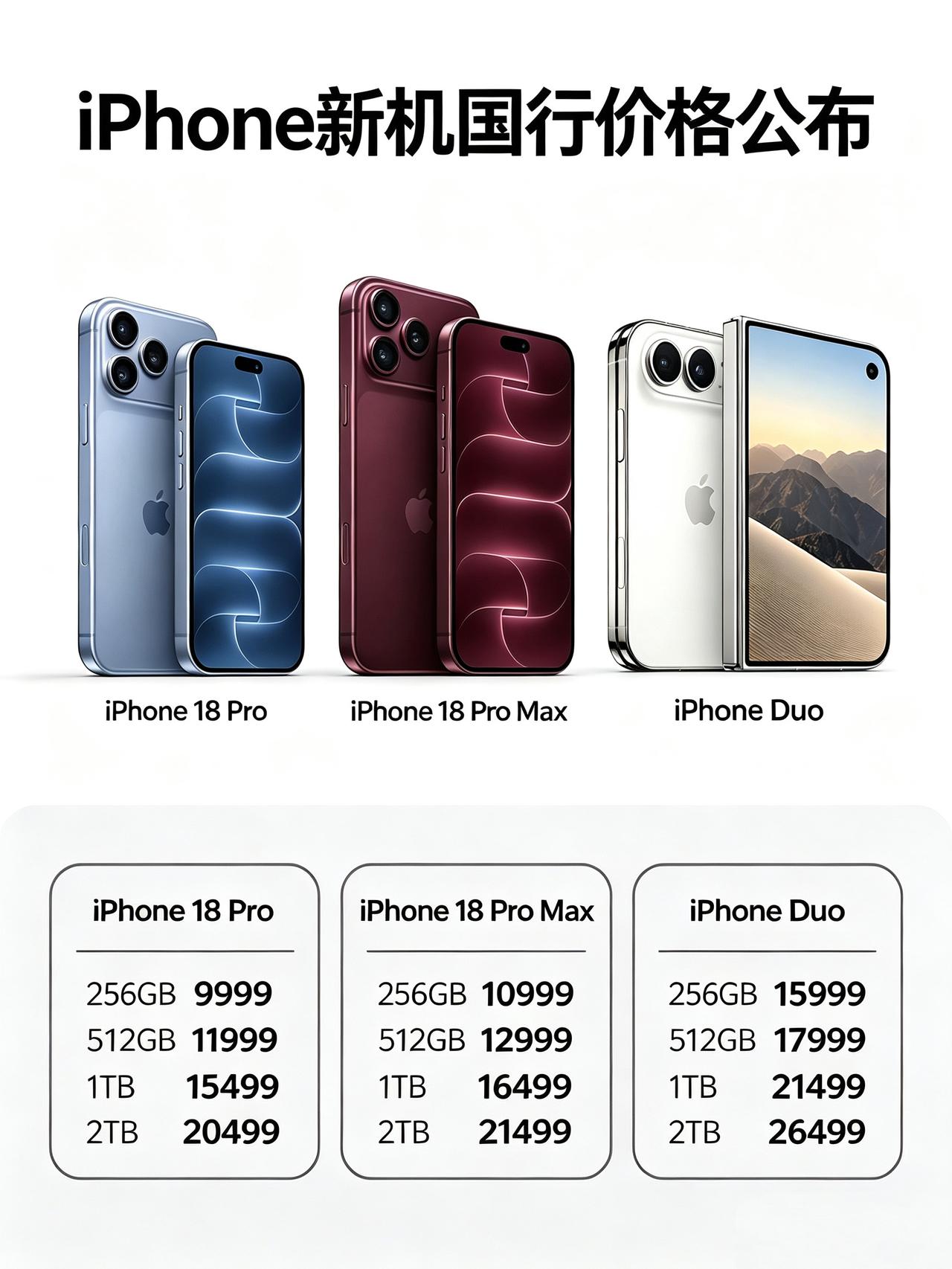 iPhone新机国行价格公布，比大家想的还要贵！iPhone18Pro：