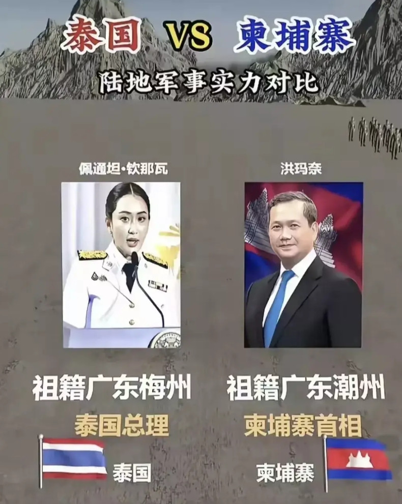 泰国与柬埔寨打一仗，说白了，就是两个广东佬在东南亚带领两个不同的部落打架。不就是