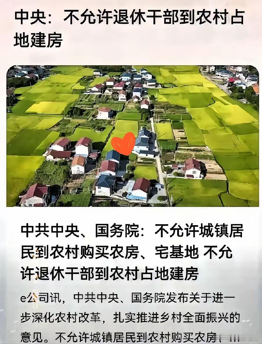 1、说明中央已经发现问题比较严重了；2、不能允许农村土地买卖，避免发生历朝历代