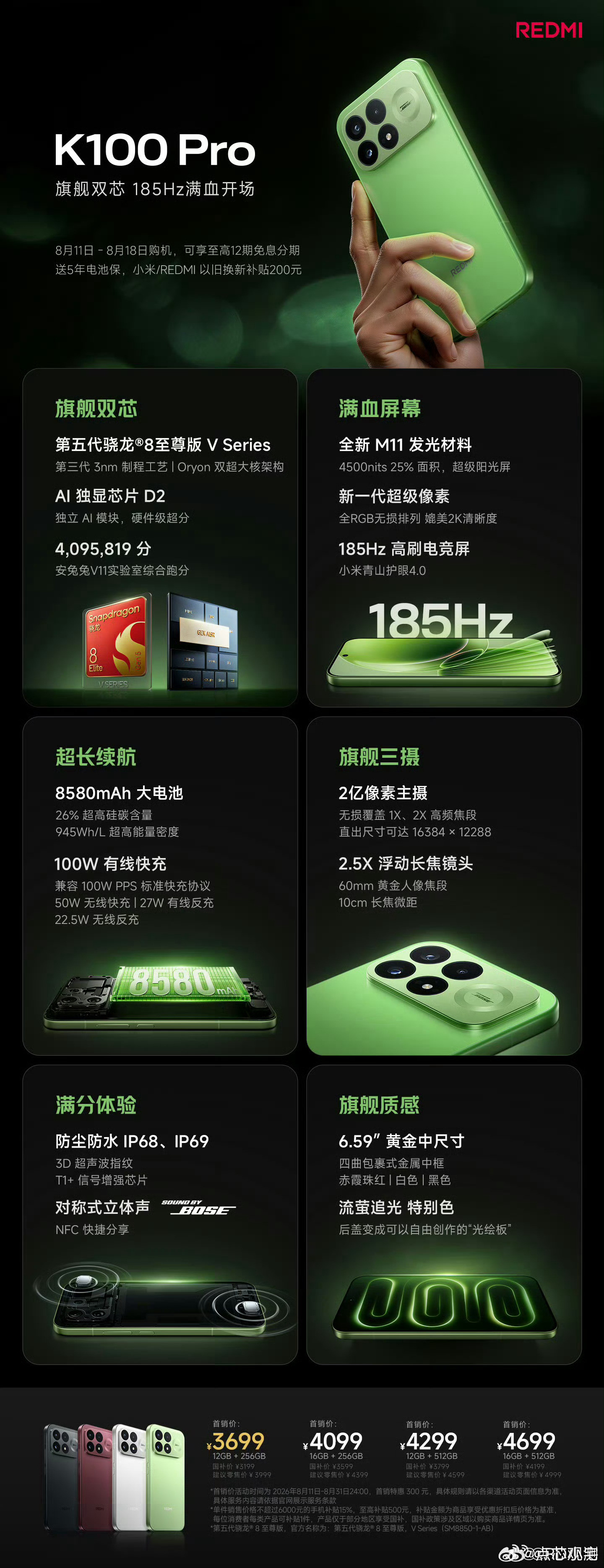 红米K100Pro系列价格来啦，价格相当可以，还是那句话，如果你有计划未来一年换