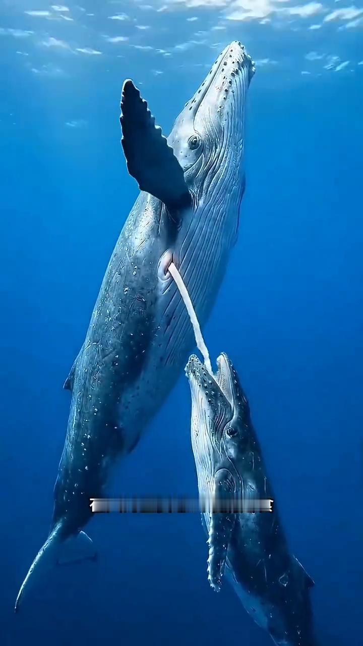 你可能不敢相信，蓝鲸宝宝竟然是在水里喝奶长大的。大多数人也很难想象，在大海里要怎