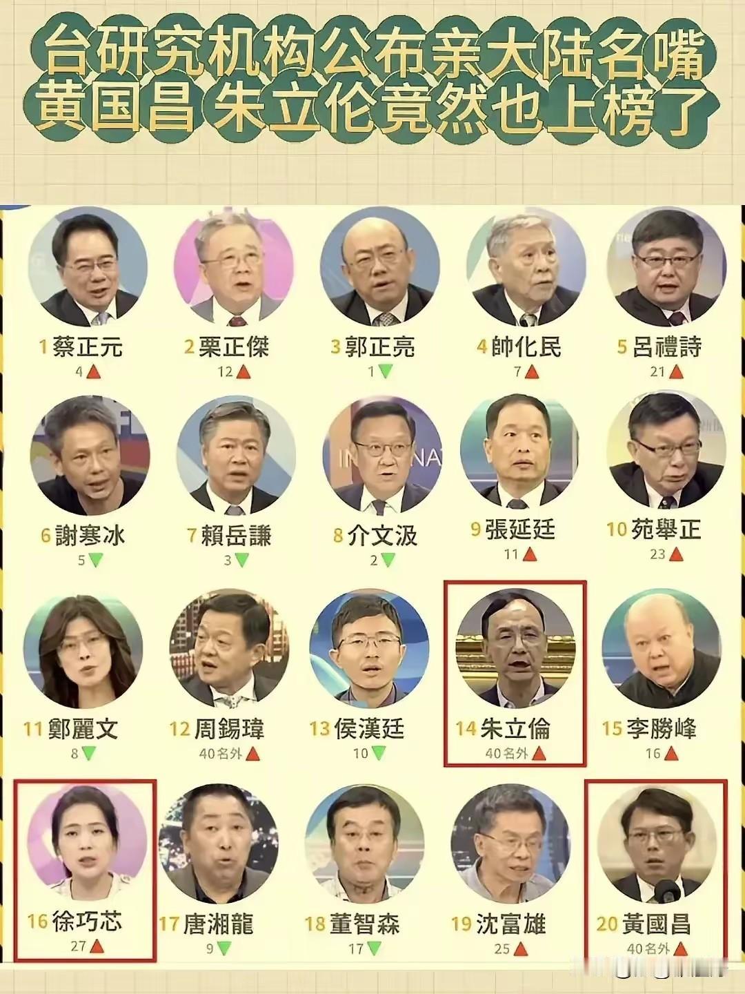民进觉排亲大陆名嘴榜，苑举正排第十。对此他说，排第十，我很高兴。因为我肯定大陆排