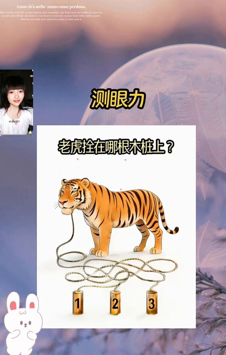 测眼力：老虎拴在哪根木桩上？请问老虎被拴在哪根木桩上？我眼睛都看花了半个小时，