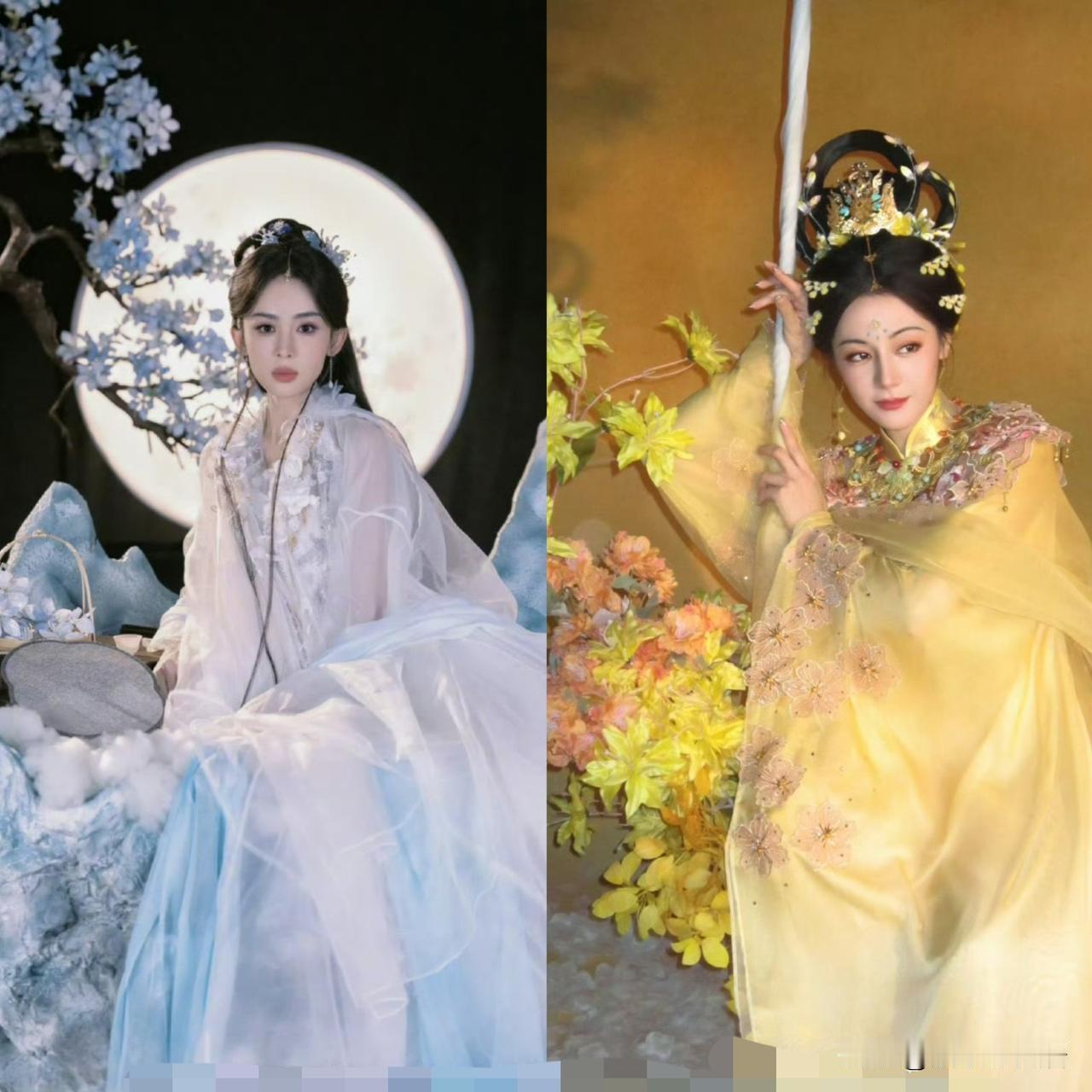 这故意的吧？中秋晚会上，迪丽热巴和古力娜扎同时扮演嫦娥，一个舞姿翩翩，摄人心魄，