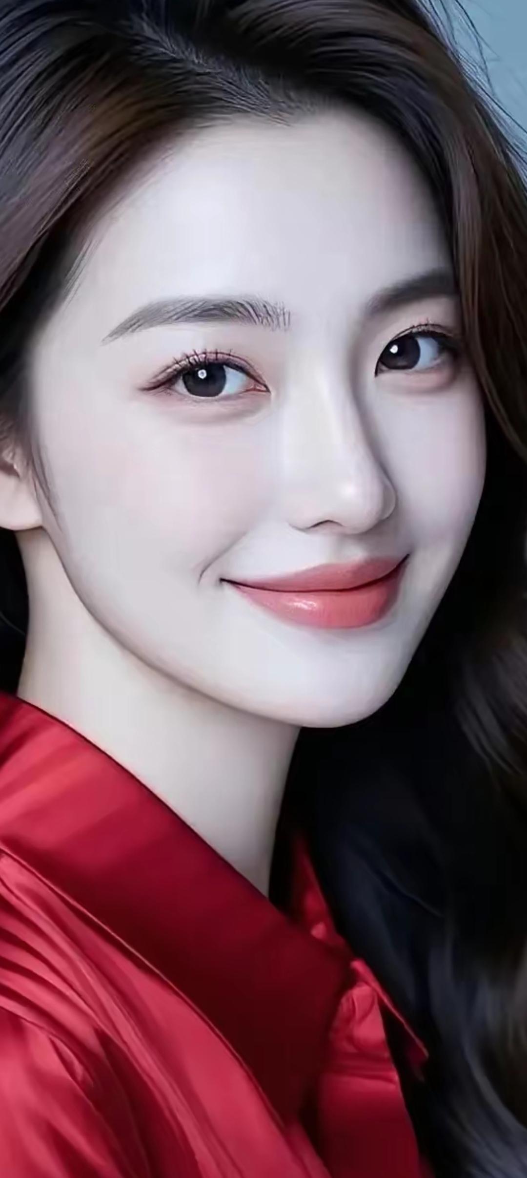 甜美微笑，红衣少女，温柔动人