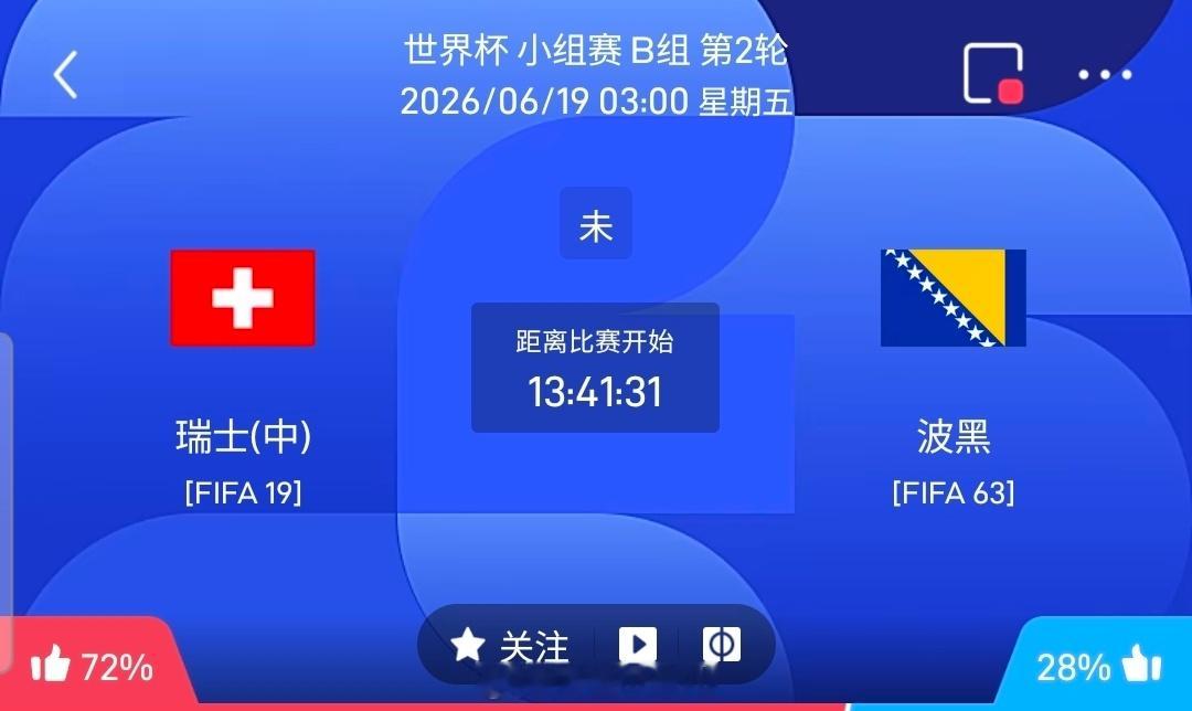【足球】周四026世界杯方向：瑞士vs波黑世界杯：瑞士VS波黑时间：2026-0