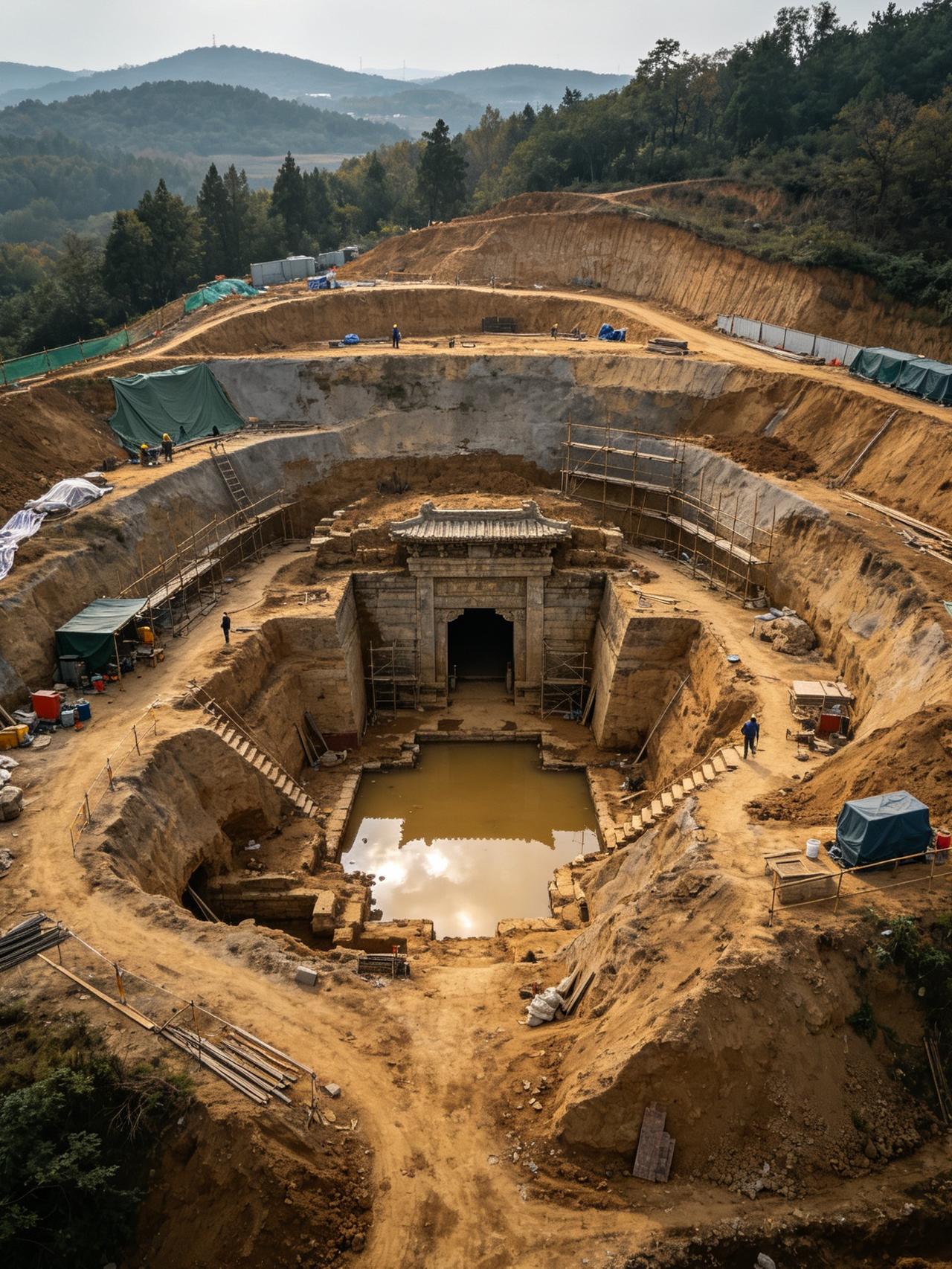 朱元璋孙女古墓，棺椁在水中漂浮600年，考古队下令直接挖开整座山江苏南京溧水
