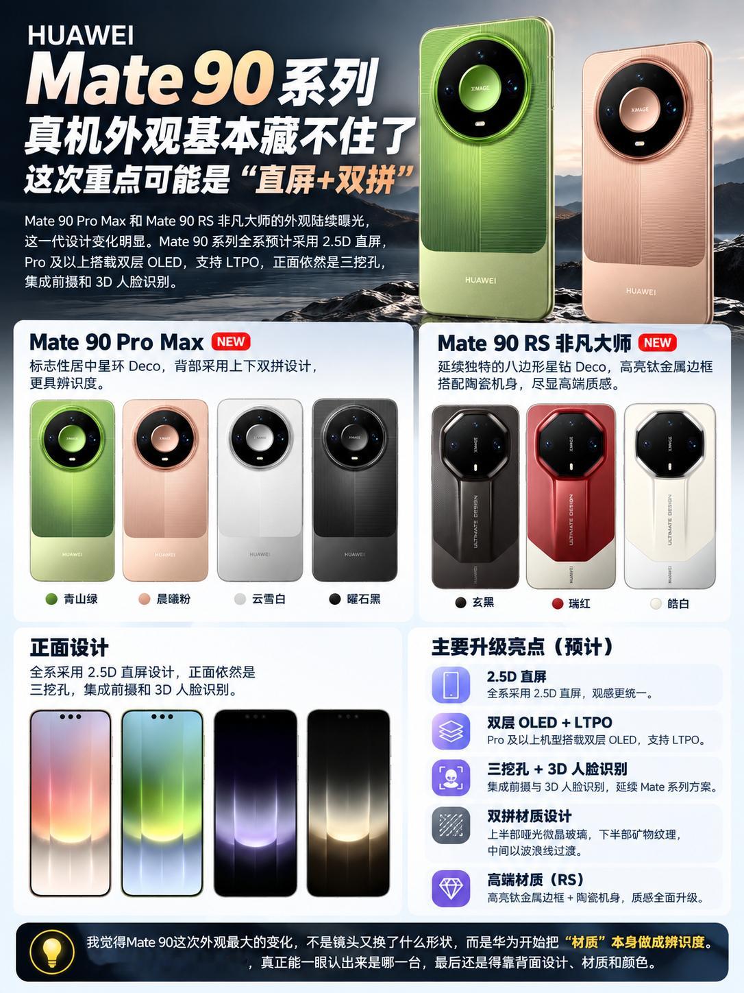 📱华为Mate90系列真机外观藏不住了，这次重点是“直屏+双拼”①Mate90ProMax和Mat