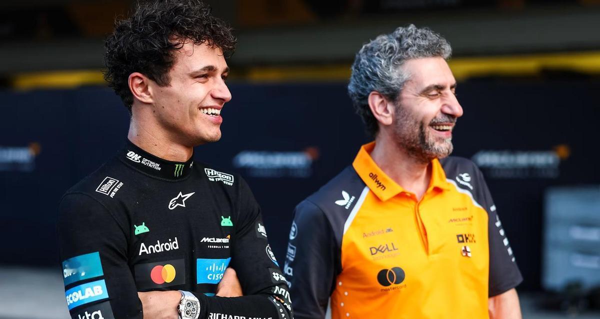 诺里斯爆了。墨西哥一骑绝尘，三十秒甩开勒克莱尔，像打游戏开挂。队友皮亚斯特里