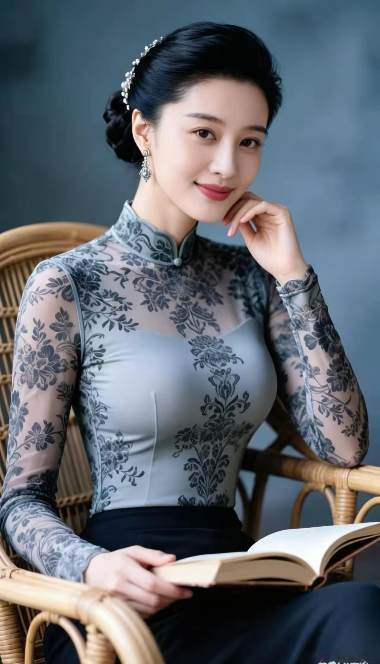 水仙子·旗袍韵骨旗袍最贵韵堪描，开衩如诗意里飘。立领似脊标题妙，盘扣成韵