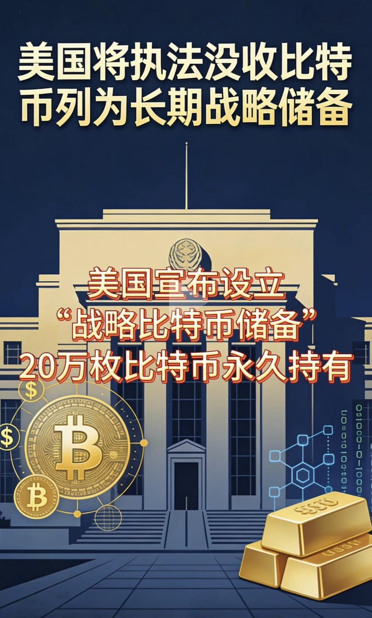 美国空手套白狼，明着抢比特币。美国将执法没收比特币列为长期战略储备