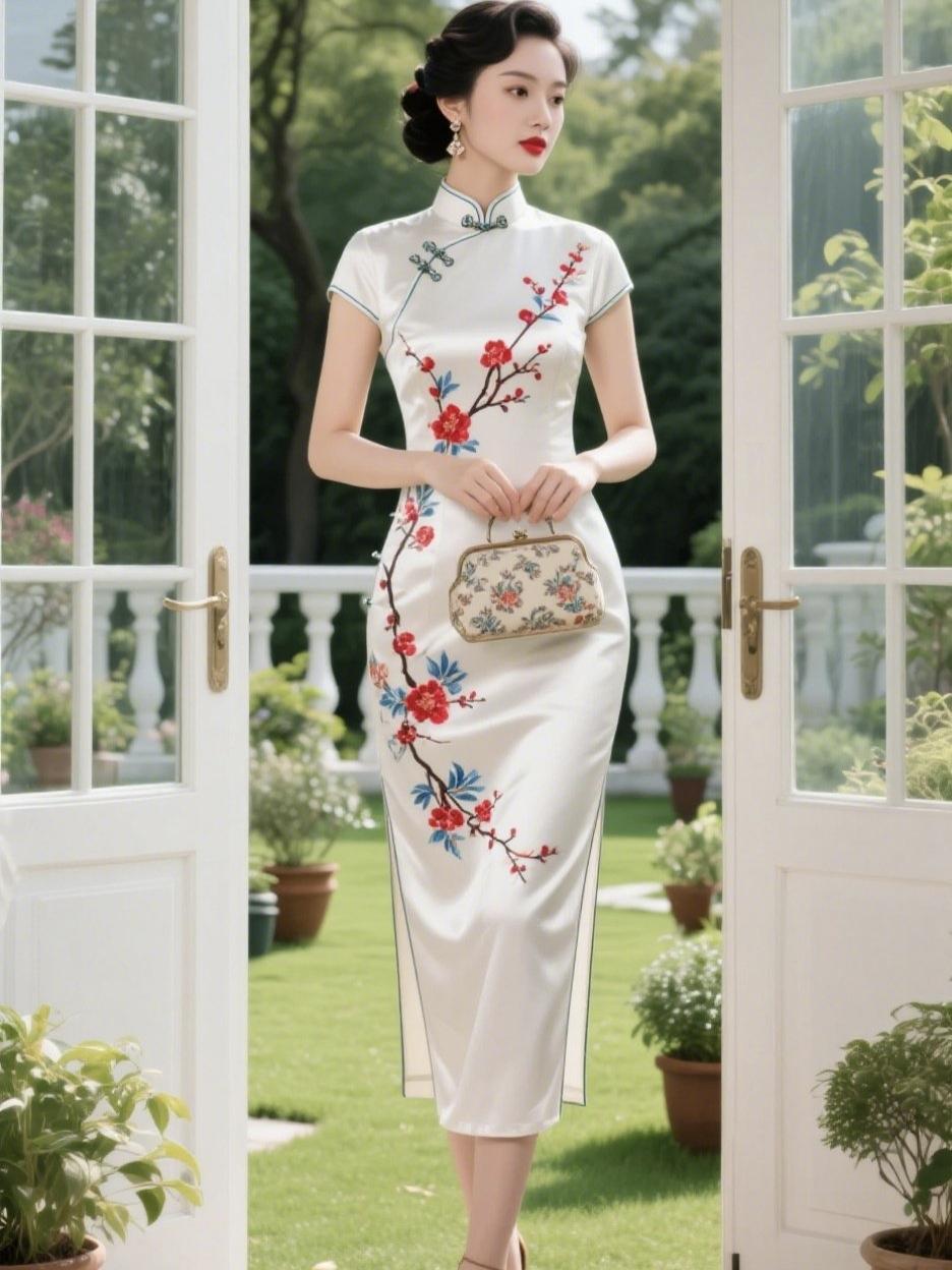 《旧梦旗袍，惊艳时光》一匹素绫裁尽流年的温柔盘扣凝香，锁住半世清愁斜襟