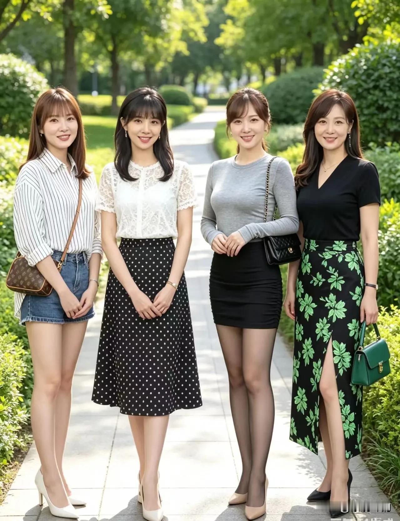 这两组图片的4位美女，你觉得哪一组更好看，更胜一筹一点。要说实话哟！