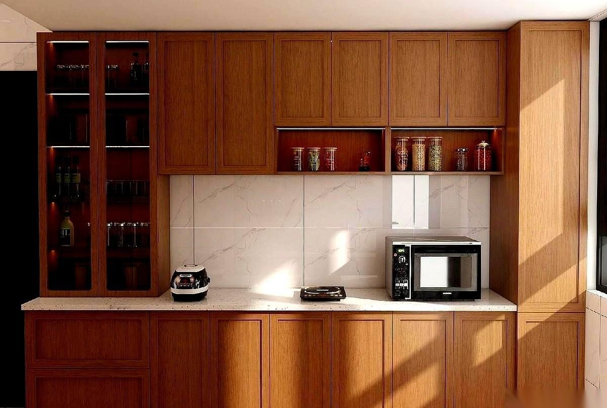 一张橱柜门板，上面多了根线。就为这根线，我跟我家那位，一下午没说话，空气跟结了