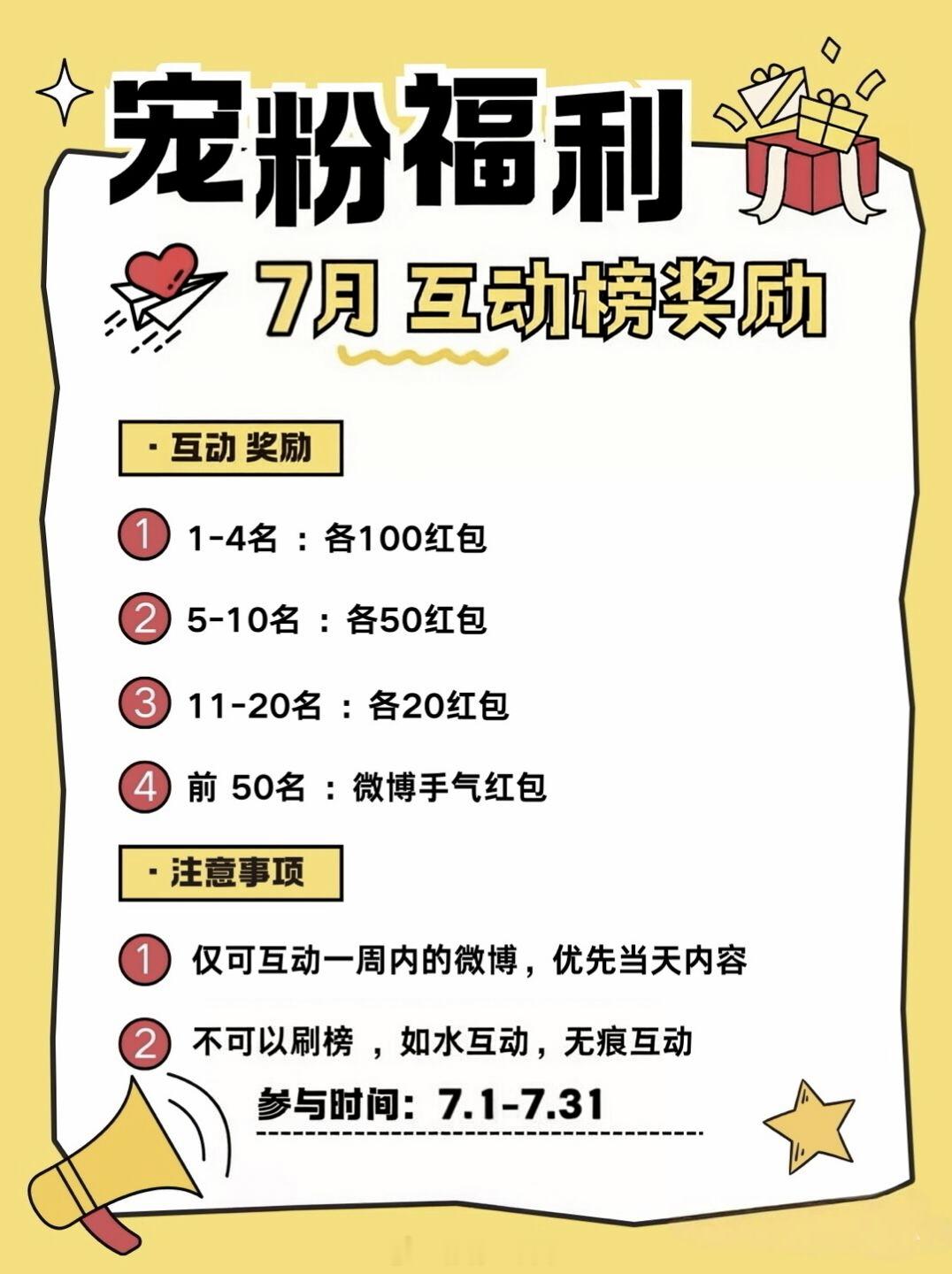 柠檬王同学【7月互动奖励】公布本月互动送共计「千元互动鸿包」规则如下：①时间为