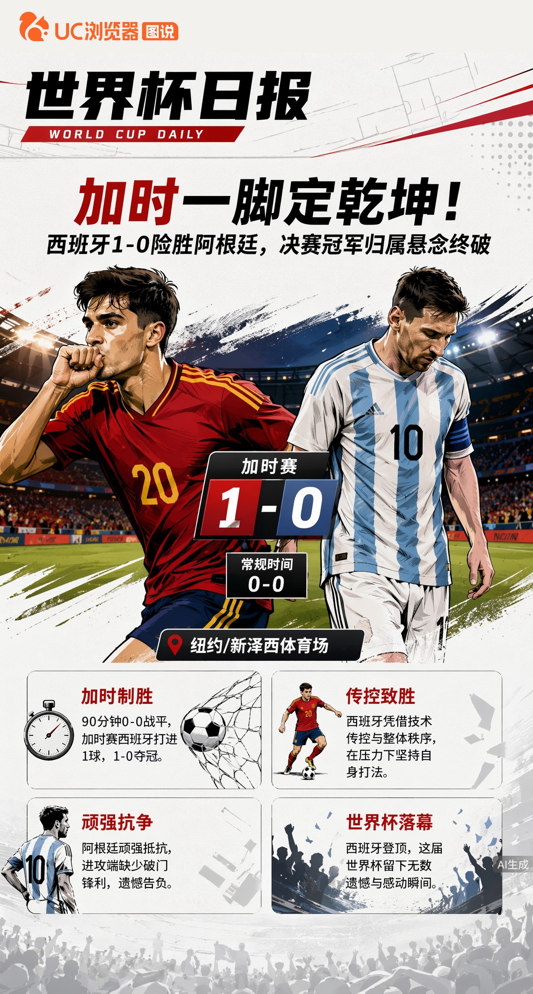加时一脚定乾坤！西班牙1-0险胜阿根廷，决赛冠军归属悬念终破
