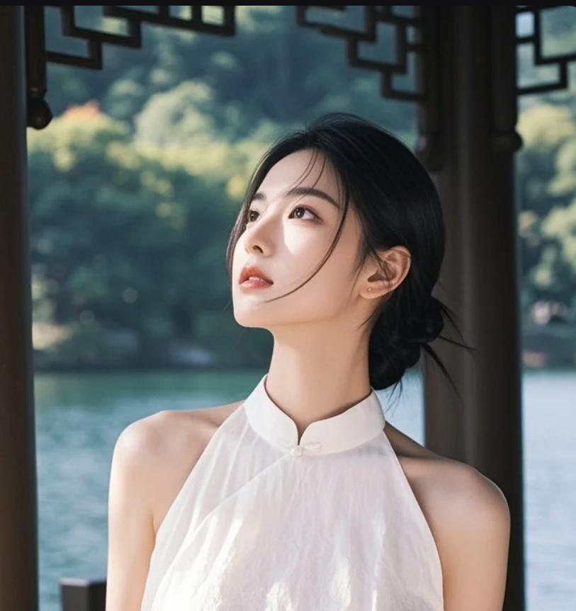 她站在湖边，不是风景，而是心动的理由