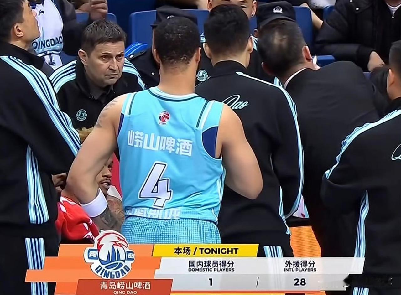 28-1！外援与国内球员得分对比触目惊心！今晚青岛男篮对阵同曦男篮的比赛，转