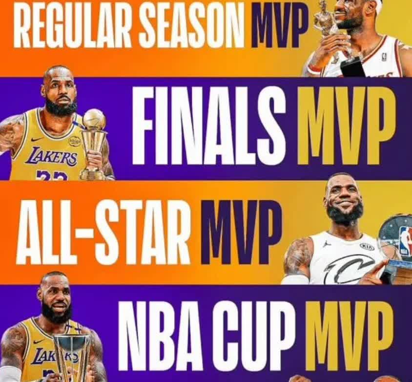 MVP大满贯！詹姆斯现在已经拿到了全部可以拿的MVP，成为第一个MVP大满贯得主