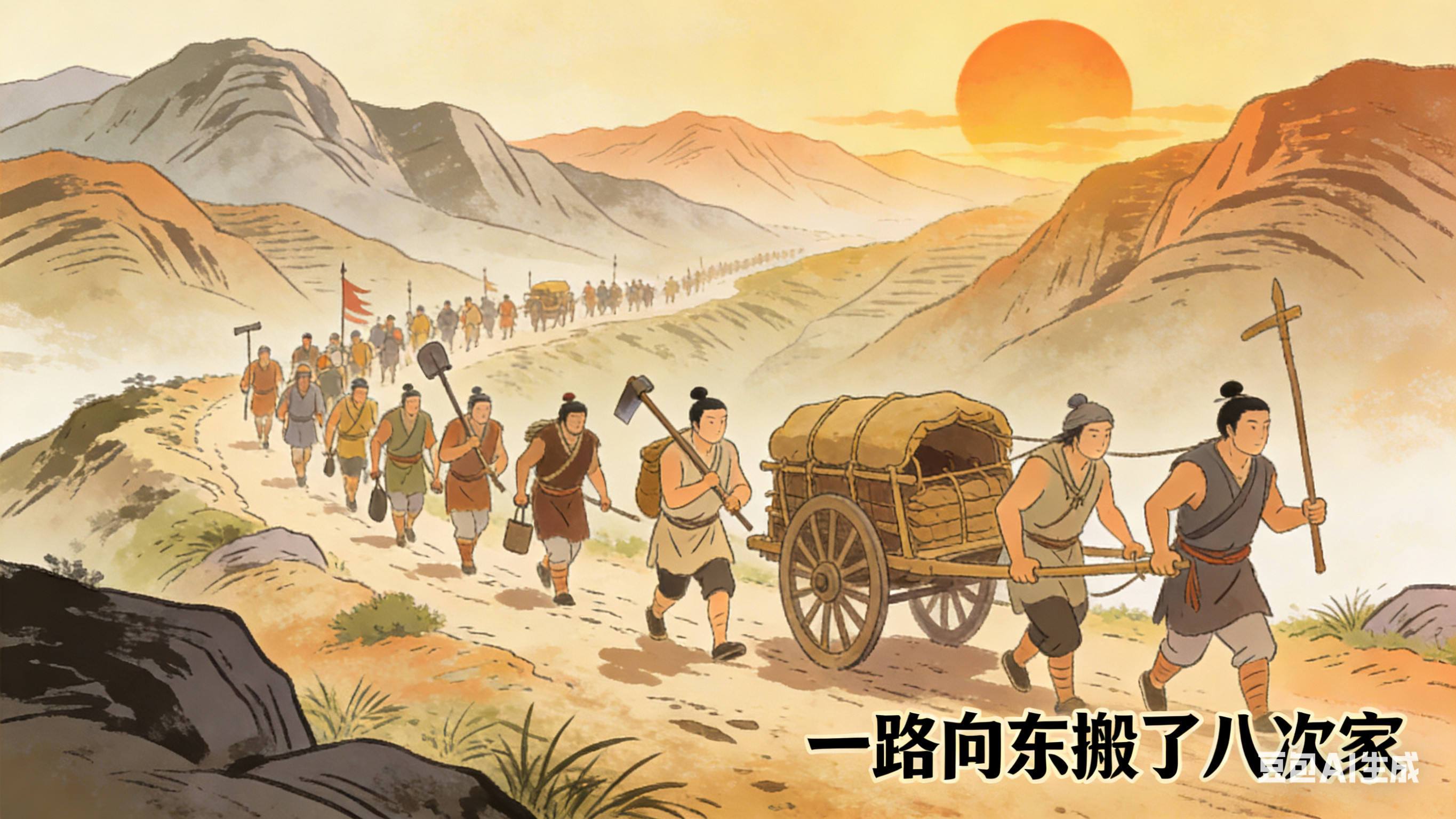 秦人由甘肃的山沟沟里面，一路向东，搬了八次家，经历过九个都城才搬到了最后一站——