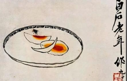 1953年，一男子花了2元向齐白石求画，齐白石画了两片咸鸭蛋，他厚着脸皮请齐白石