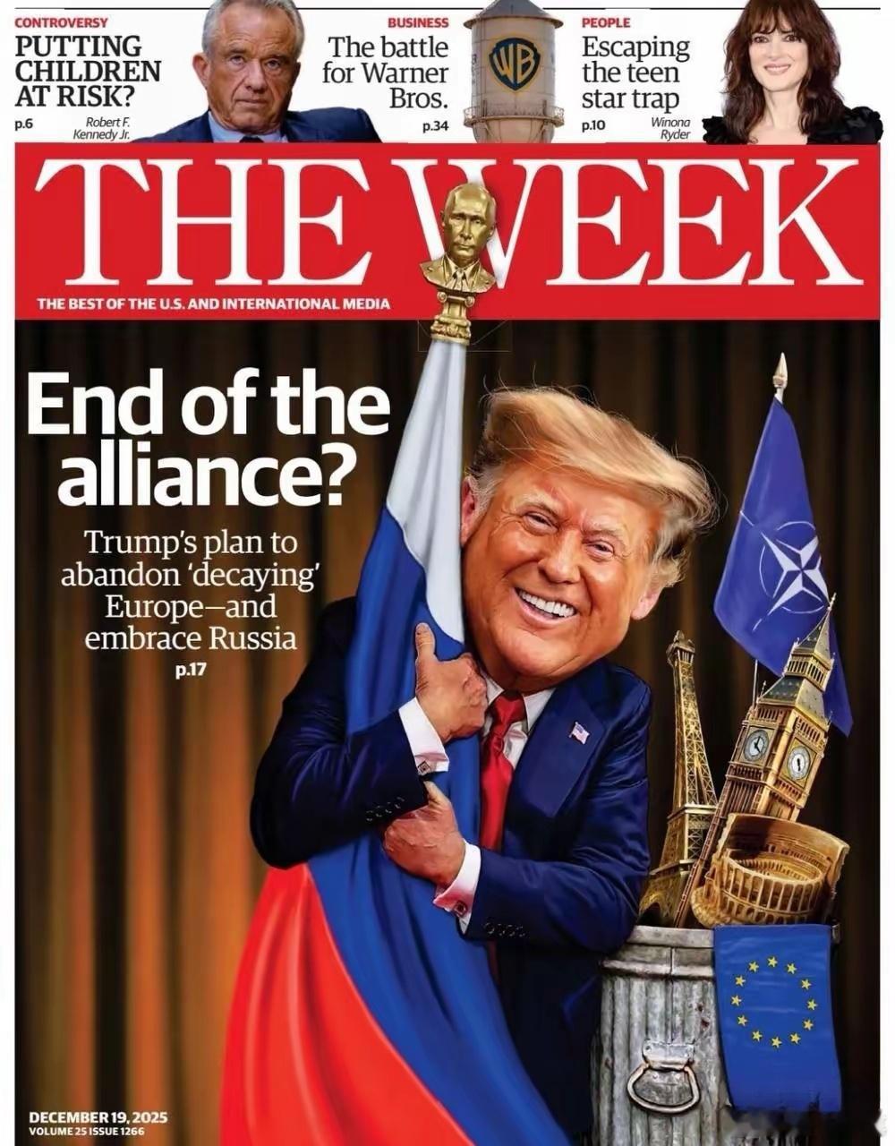 美国版《TheWeek》周刊最新一期的封面标题：“联盟的终结？特朗普计划抛弃‘