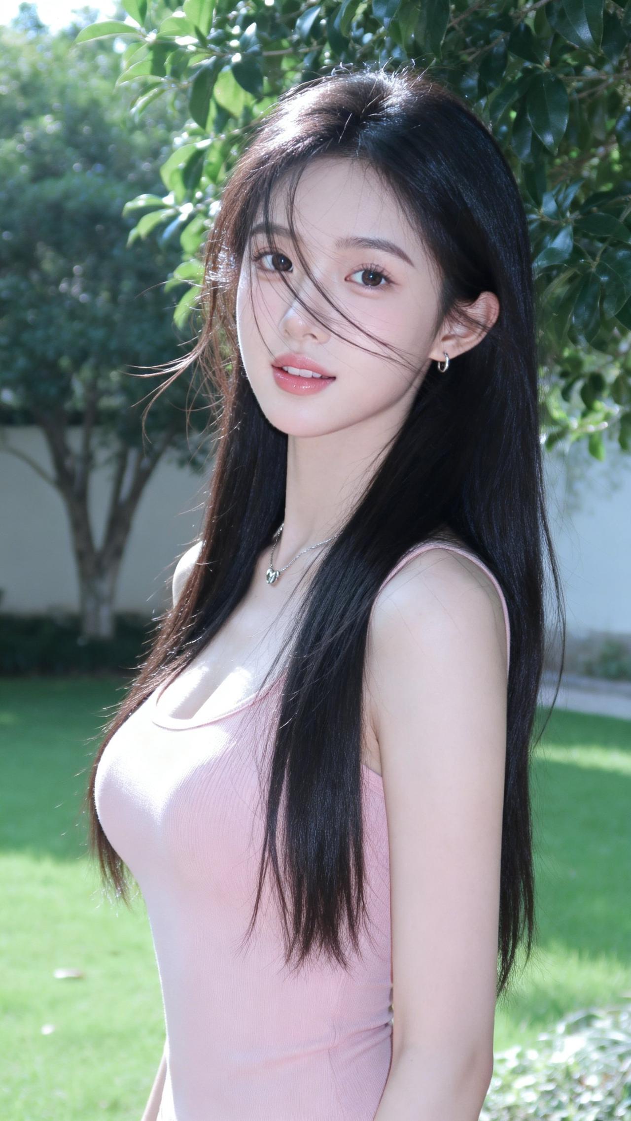 绿树阴中见美人，笑语盈盈暗香来。