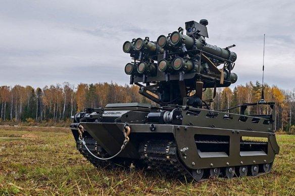 俄罗斯开发出发射温压弹的机器人的首批照片出现库利宾集团设计局已开始在战区测试