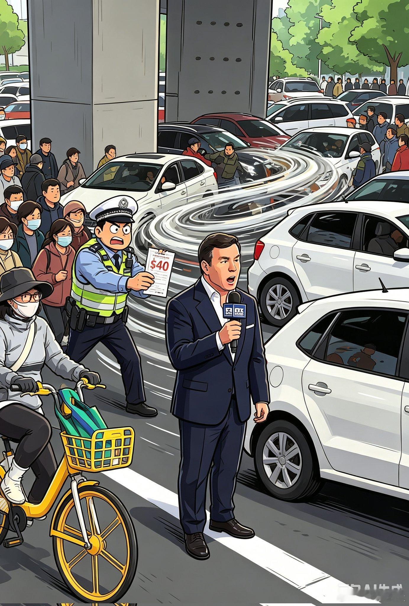 看到福克斯新闻的主持人为了兢兢业业地抹黑中国，不惜冒着被车创死的风险，也要站到早
